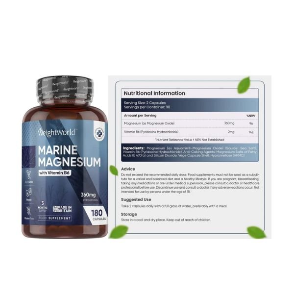 WeightWorld Marine Magnesium with Vitamin B6 High Absorption In Pakistan
